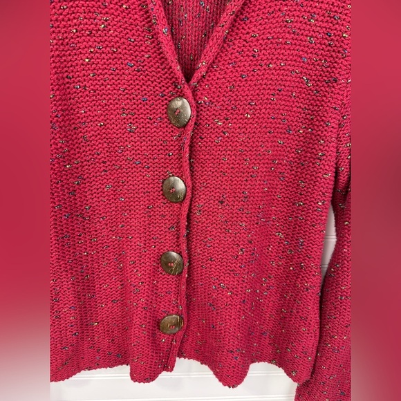 Willow women’s red colorful chunky knit button up sweater. Size M. - Picture 3 of 5